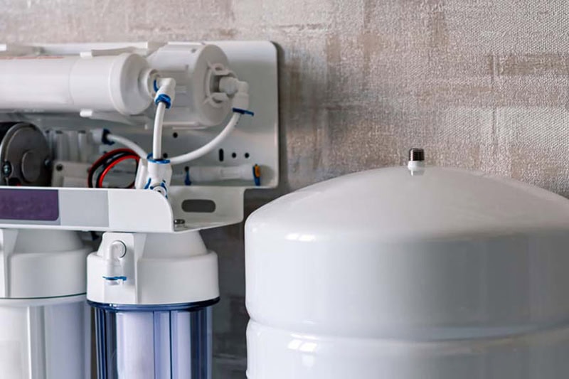 close-up of a water filtration system.